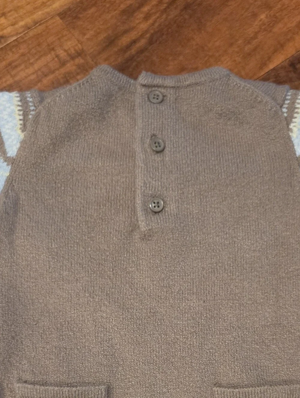 Janie and Jack EUC Tan/Blue Polar Bear One-Piece Sweater Romper